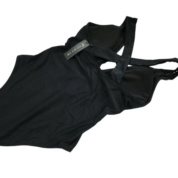 Tempt Me Women One Piece Black Swimsuit Plunge V Neck (Size US S) - Picture 6 of 8